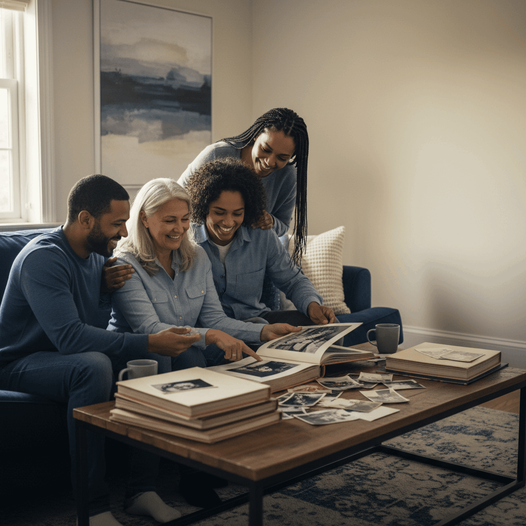 family in kitchen