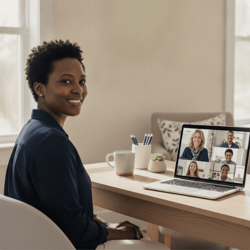 woman on a whole family coaching call